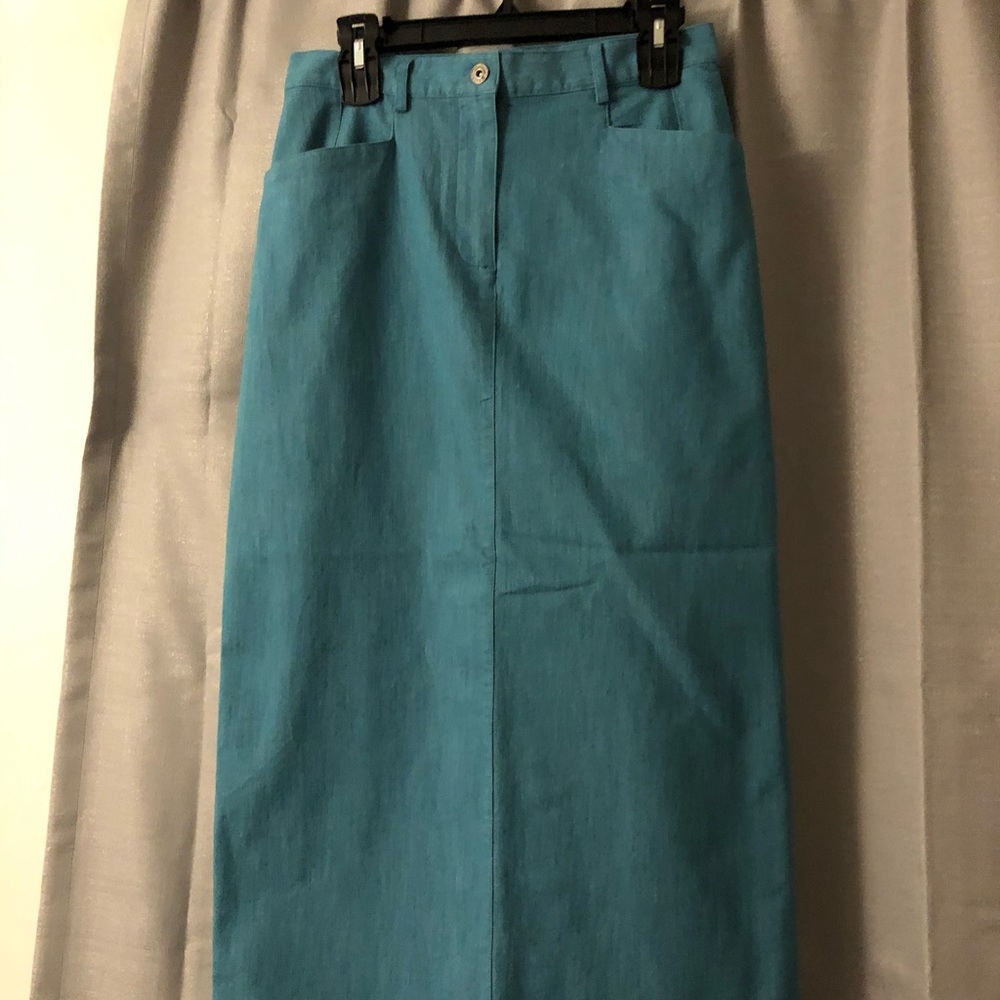 Christopher and banks Teal maxi denim skirt